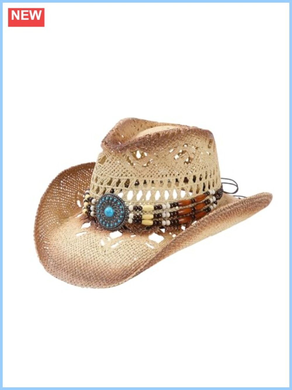Straw Cowboy Hat Wide Brim Shapeable Chin Strap Western Rodeo